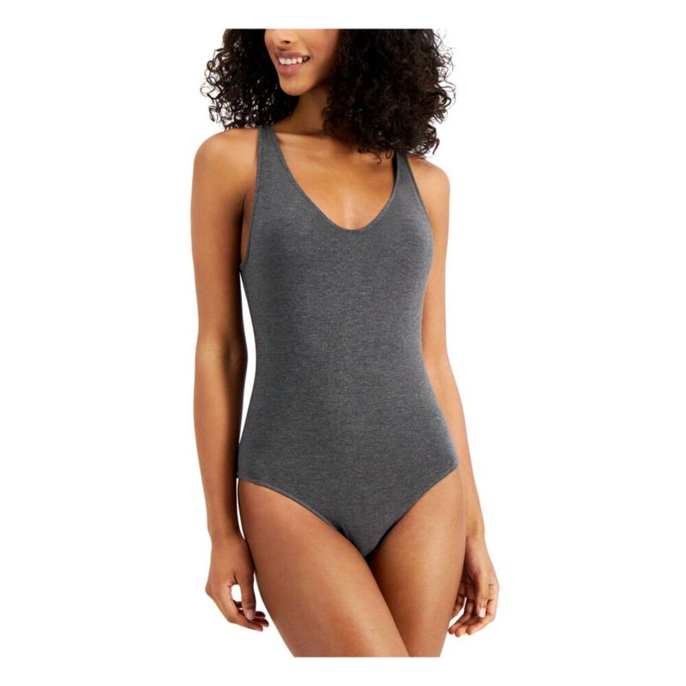 ALFANI Intimates Gray Stretch Heather Casual Bodysuit M